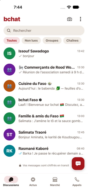 Liste des discussions bchat